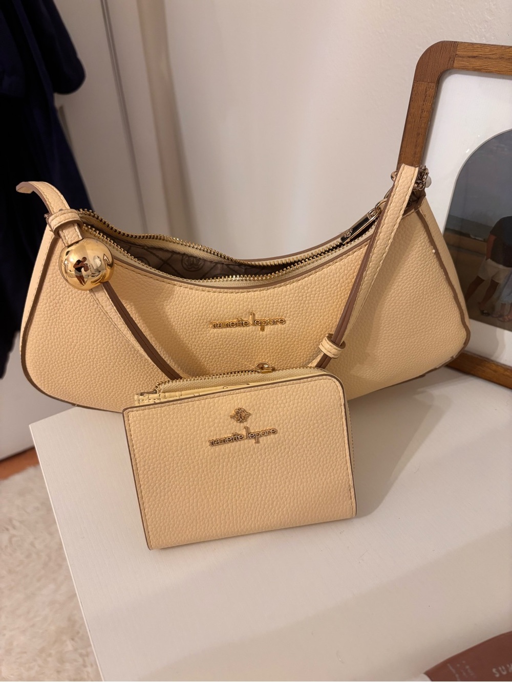 Nanette lepore pastel yellow Leather Shoulder Bag with Matching Wallet